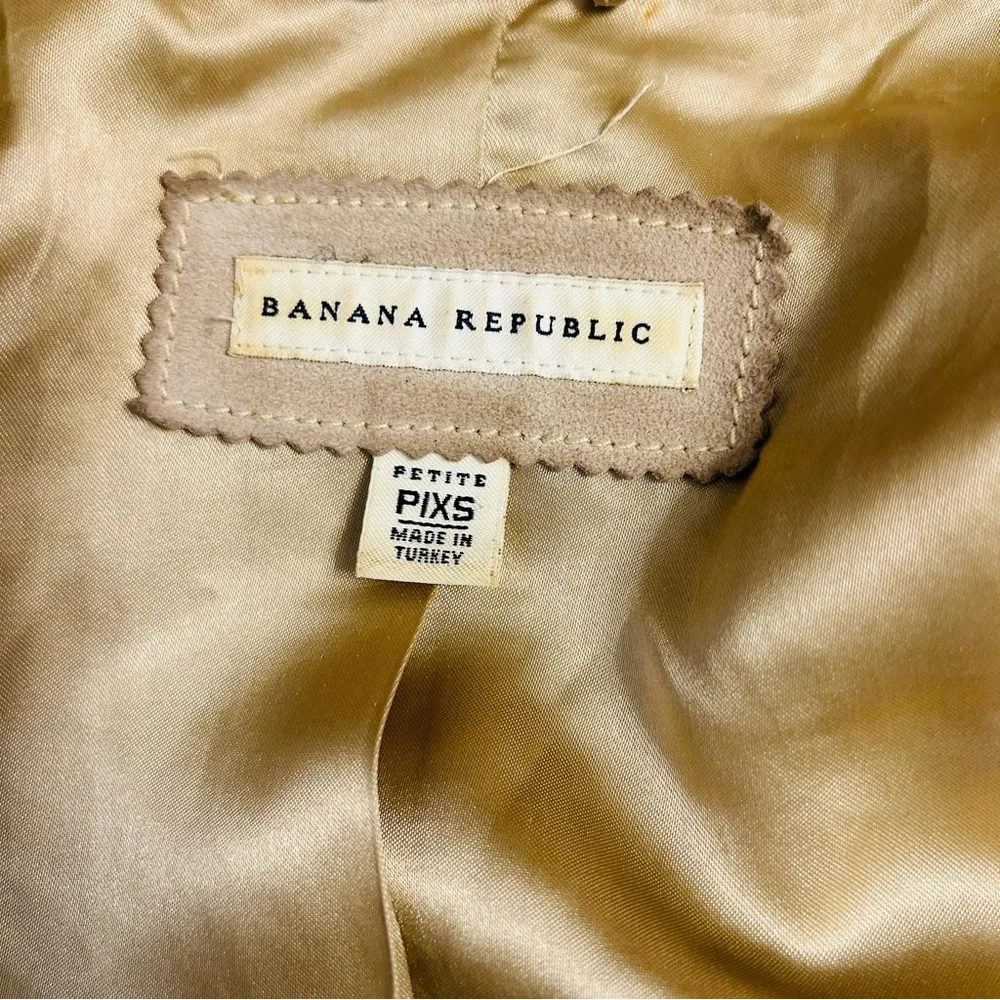 Banana Republic Cream Tan Suede Leather Moto Jacket | Size PXS | - Picture 14 of 16